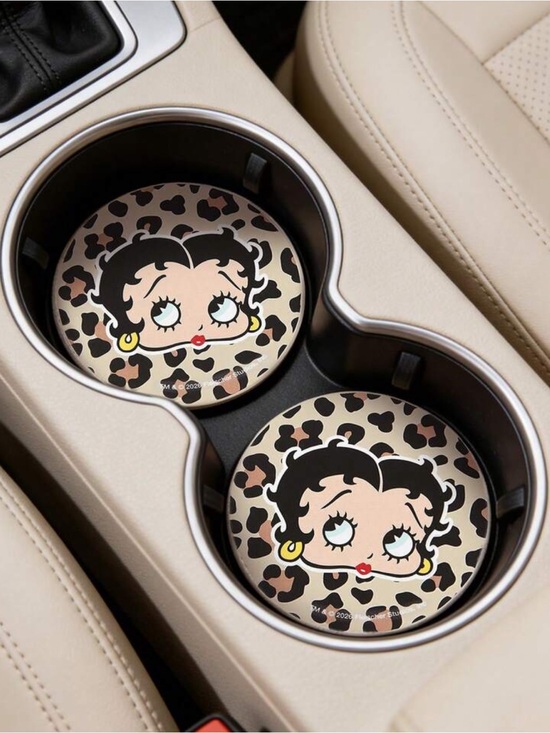Betty Boop Accessories - NEW Betty Boop Leopard Car Cup Coaster (Set of 2)